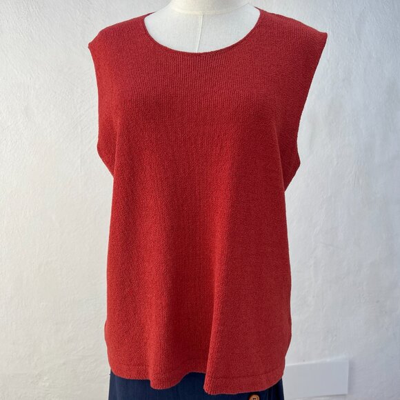 CASELLA Rust Stretch Knit Wool/Rayon Sleeveless Tank Top XL / Modern Minimalist - Picture 13 of 13